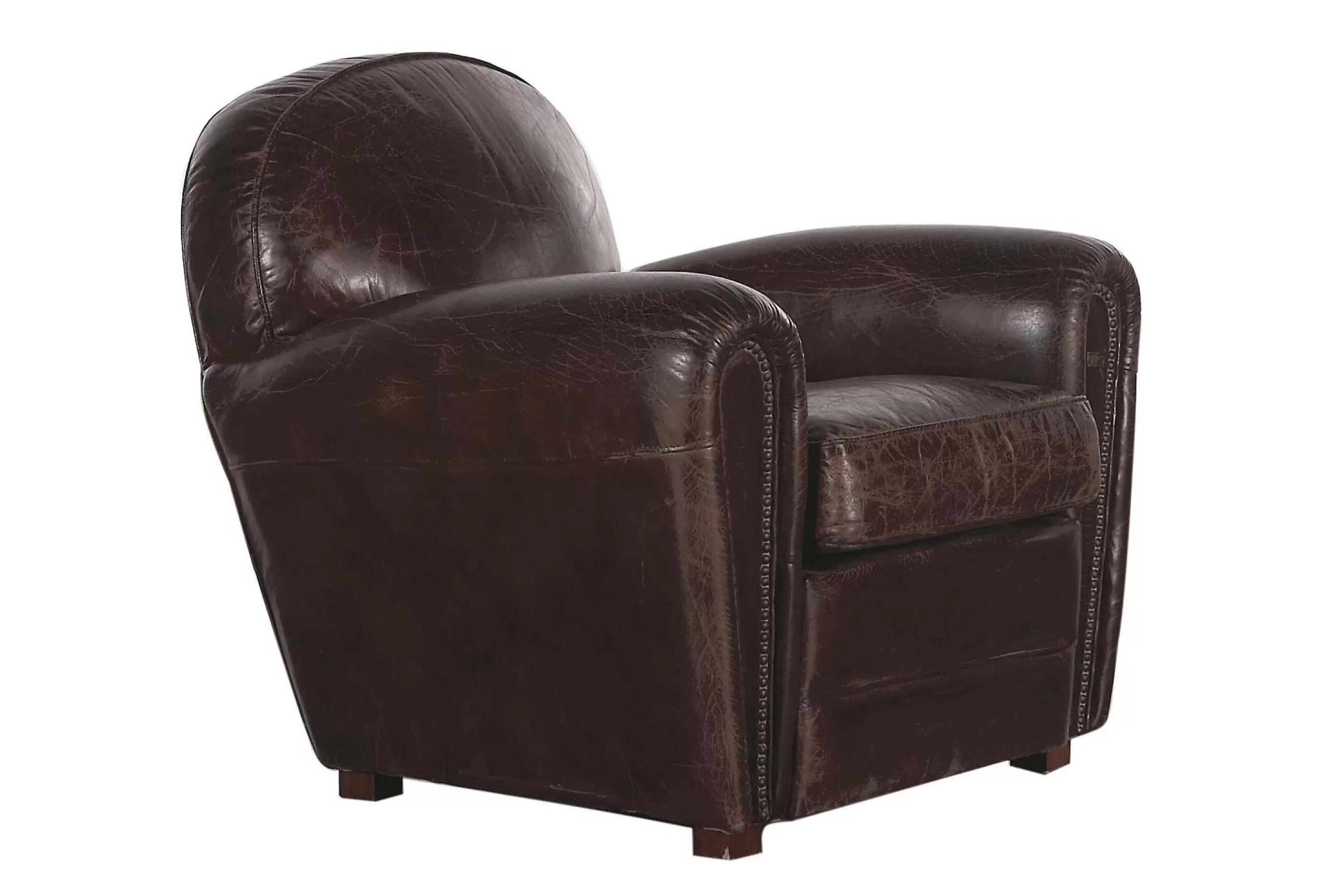 Flamant Burnham, Club Fauteuil, Donkerbruin, Leer | Banken