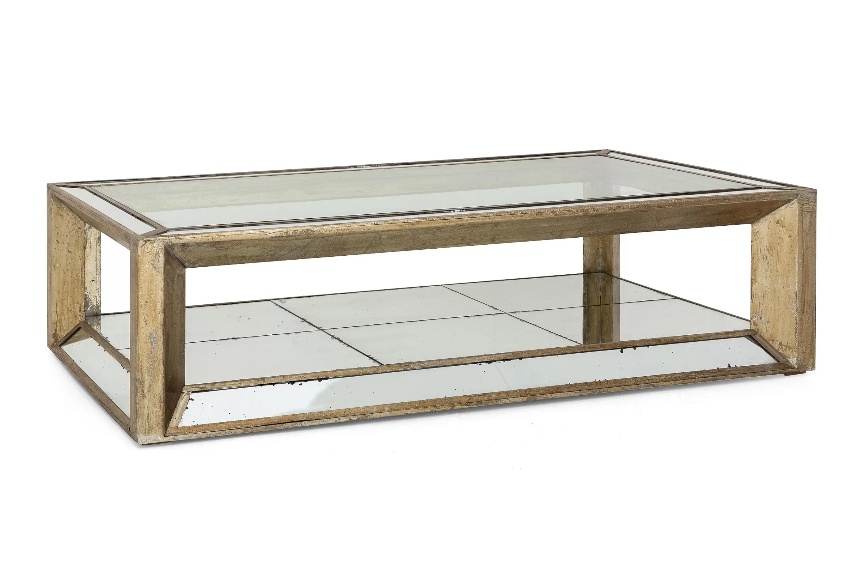 Flamant Mitchell, Salontafel, Rechthoekig, Spiegelglas En Hout, 160X80 | Koffie Tafels